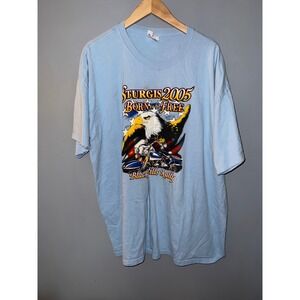 Vintage 2005 Sturgis Black Hills Rally T-Shirt Hanes Beefy-T Eagle Blue 2XL